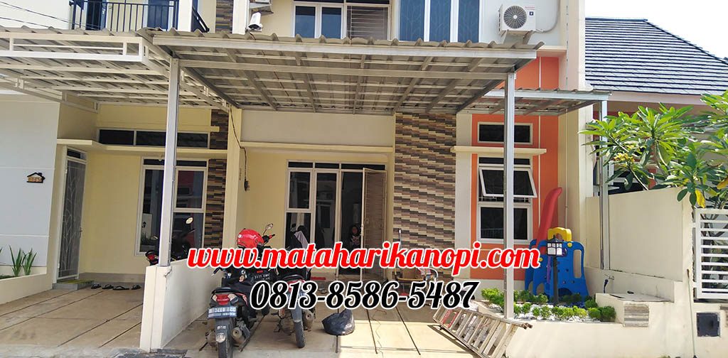 Hasil Pemasangan Kanopi Baja Ringan Atap Spandek Standar di Grand Dahlia Cluster GDC Grand Depok City Blok EE36 Depan