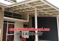 Hasil Pemasangan Kanopi Baja Ringan Atap Spandek Elegan Plus Cat Putih di Perum The Royal Felice Blok A4, Kalimulya Depok