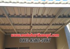 Hasil Pemasangan Kanopi Baja Ringan Atap Alderon Type Super Elegan Plus Cat Putih di Perum Ardena Residence - Belakang