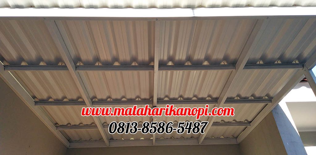 Hasil Pemasangan Kanopi Baja Ringan Atap Alderon Type Super Elegan Plus Cat Putih di Perum Ardena Residence - Belakang