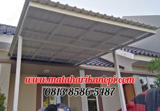 Hasil Pemasangan Kanopi Baja Ringan Atap Alderon Type Super Elegan Plus Cat Putih di Perum Ardena Residence