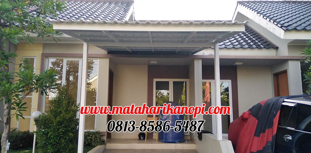 Hasil Pemasangan Kanopi Baja Ringan Atap Alderon Type Super Elegan Plus Cat Putih di Perum Ardena Residence