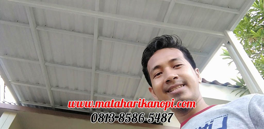 Hasil Pemasangan Kanopi Baja Ringan Atap Alderon Type Super Elegan Plus Cat Putih di Perum Ardena Residence