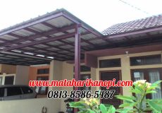 Hasil Pemasangan Kanopi Baja Ringan Atap Spandek Type Super Elegan Plus Cat Coklat di Perum Mutiara Cagar Alam 2