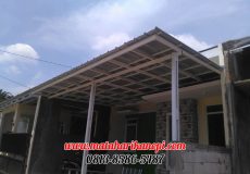Hasil Pemasangan Kanopi Baja Ringan Atap Spandek Standar Plus Cat Putih di Perum Bumi Sakinah Cileungsi Depan