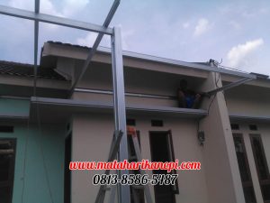 Hasil Pemasangan Kanopi Baja Ringan Atap Evo Gold Type Standar di Perum Pesona Rawa Denok