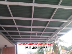 Hasil Pemasangan Kanopi Baja Ringan Atap Go Green Super Elegan Plus Cat Putih di TownHouse Margonda Depok