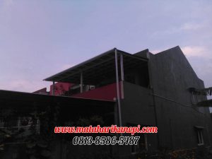 Hasil Pemasangan Kanopi Baja Ringan Atap Go Green Super Elegan Plus Cat Putih di TownHouse Margonda Depok
