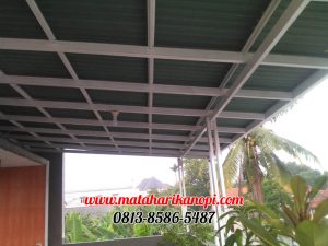 Hasil Pemasangan Kanopi Baja Ringan Atap Go Green Super Elegan Plus Cat Putih di TownHouse Margonda Depok