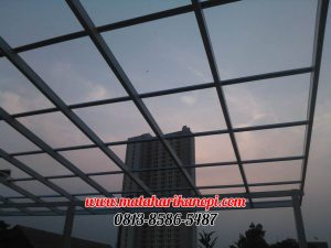 Hasil Pemasangan Kanopi Baja Ringan Atap Go Green Super Elegan Plus Cat Putih di TownHouse Margonda Depok