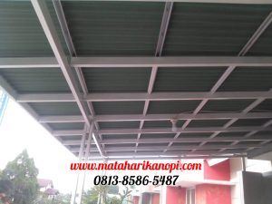 Hasil Pemasangan Kanopi Baja Ringan Atap Go Green Super Elegan Plus Cat Putih di TownHouse Margonda Depok