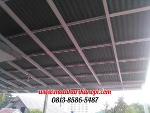 Hasil Pemasangan Kanopi Baja Ringan Atap Go Green Super Elegan Plus Cat Putih di TownHouse Margonda Depok