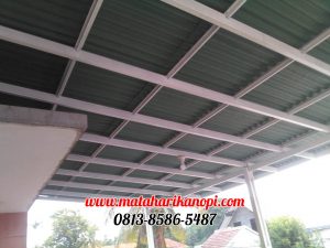 Hasil Pemasangan Kanopi Baja Ringan Atap Go Green Super Elegan Plus Cat Putih di TownHouse Margonda Depok