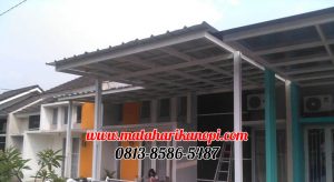 Hasil Pemasangan Kanopi Baja Ringan Atap Spandek Elegan Plus Cat Putih di Perum Proland Cibinong Bogor