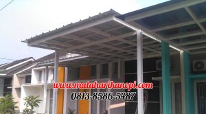 Hasil Pemasangan Kanopi Baja Ringan Atap Spandek Elegan Plus Cat Putih di Perum Proland Cibinong Bogor - Depan