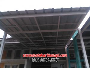 Hasil Pemasangan Kanopi Baja Ringan Atap Spandek Elegan Plus Cat Putih di Perum Proland Cibinong Bogor - Depan
