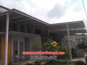 Hasil Pemasangan Kanopi Baja Ringan Atap Spandek Elegan Plus Cat Putih di Perum Proland Cibinong Bogor - Depan