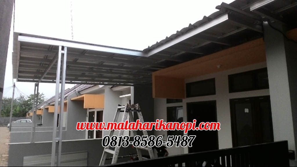 Hasil Pemasangan Kanopi Baja Ringan Atap Spandek Ekonomis di Perum Mutiara Cagar Alam 3, Depok