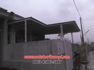 Hasil Pemasangan Kanopi Baja Ringan Atap Spandek Super Elegan di Perum Permata Green Depok Blok D3