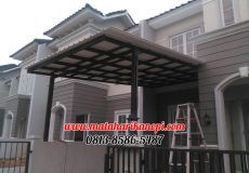Hasil Pemasangan Kanopi Baja Ringan Atap Alderon (SunPanel) Plus Cat Hitam di Cluster Rosaline RE10 Hervest City