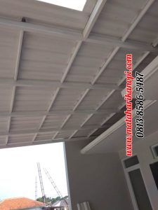 Hasil Pemasangan Kanopi Baja Ringan Atap Alderon (Sunpanel) Super Elegan Plus Cat Putih di Perum De Fatmawati, Meruyung, Kubah Mas, Depok