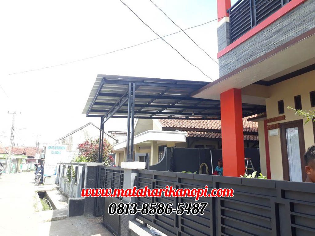 Hasil Pemasangan Kanopi Baja Ringan Atap Spandek Super Elegan Plus Cat Hitam