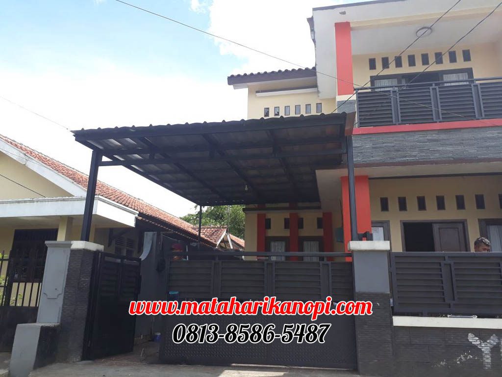 Hasil Pemasangan Kanopi Baja Ringan Atap Spandek Super Elegan Plus Cat Hitam