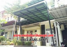 Hasil Pemasangan Kanopi Baja Ringan Atap Go Green Super Elegan Plus Cat Hitam di Limo, Depok