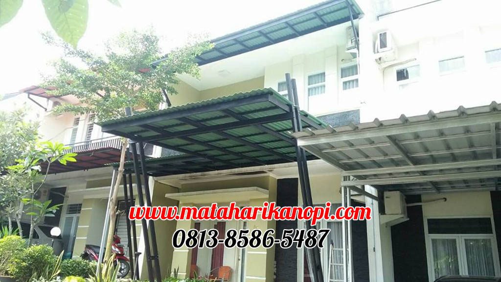 Hasil Pemasangan Kanopi Baja Ringan Atap Go Green Super Elegan Plus Cat Hitam di Limo, Depok