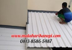 Hasil Pemasangan Kanopi Baja Ringan Atap Alderon Sunpenal Type Super Elegan Plus Cat Putih di Mampang Hills