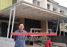 Hasil Pemasangan Kanopi Baja Ringan Atap Alderon Sunpenal Type Super Elegan Plus Cat Putih di Mampang Hills