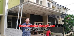 Hasil Pemasangan Kanopi Baja Ringan Atap Alderon Sunpenal Type Super Elegan Plus Cat Putih di Mampang Hills