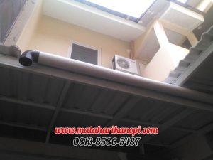 Hasil Pemasangan Kanopi Baja Ringan Atap Alderon Sunpenal Type Super Elegan Plus Cat Putih di Mampang Hills
