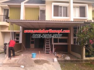 Hasil Pemasangan Kanopi Baja Ringan Atap Alderon Sunpenal Type Super Elegan Plus Cat Putih di Mampang Hills