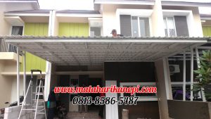 Hasil Pemasangan Kanopi Baja Ringan Atap Alderon Sunpenal Type Super Elegan Plus Cat Putih di Mampang Hills