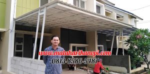 Hasil Pemasangan Kanopi Baja Ringan Atap Alderon Sunpenal Type Super Elegan Plus Cat Putih di Mampang Hills