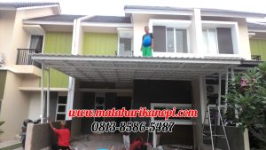 Hasil Pemasangan Kanopi Baja Ringan Atap Alderon Sunpenal Type Super Elegan Plus Cat Putih di Mampang Hills