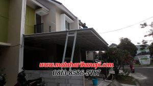 Hasil Pemasangan Kanopi Baja Ringan Atap Alderon Sunpenal Type Super Elegan Plus Cat Putih di Mampang Hills