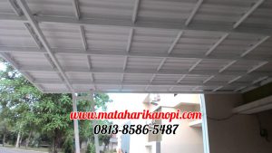 Hasil Pemasangan Kanopi Baja Ringan Atap Alderon Sunpenal Type Super Elegan Plus Cat Putih di Mampang Hills