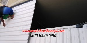 Hasil Pemasangan Kanopi Baja Ringan Atap Alderon Sunpenal Type Super Elegan Plus Cat Putih di Mampang Hills