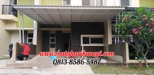 Hasil Pemasangan Kanopi Baja Ringan Atap Alderon Sunpenal Type Super Elegan Plus Cat Putih di Mampang Hills