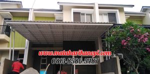 Hasil Pemasangan Kanopi Baja Ringan Atap Alderon Sunpenal Type Super Elegan Plus Cat Putih di Mampang Hills
