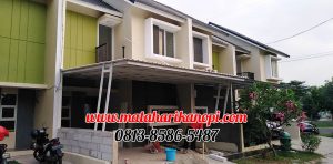 Hasil Pemasangan Kanopi Baja Ringan Atap Alderon Sunpenal Type Super Elegan Plus Cat Putih di Mampang Hills