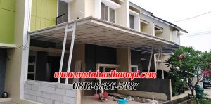 Hasil Pemasangan Kanopi Baja Ringan Atap Alderon Sunpenal Type Super Elegan Plus Cat Putih di Mampang Hills