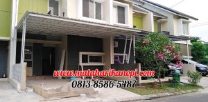 Hasil Pemasangan Kanopi Baja Ringan Atap Alderon Sunpenal Type Super Elegan Plus Cat Putih di Mampang Hills