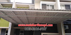 Hasil Pemasangan Kanopi Baja Ringan Atap Alderon Sunpenal Type Super Elegan Plus Cat Putih di Mampang Hills