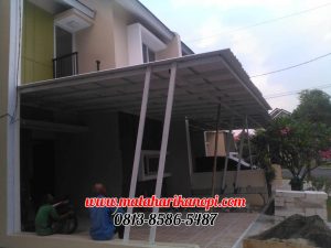 Hasil Pemasangan Kanopi Baja Ringan Atap Alderon Sunpenal Type Super Elegan Plus Cat Putih di Mampang Hills