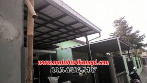 Hasil Pemasangan Kanopi Baja Ringan Atap Alderon Sunpanel Super Elegan Plus Cat Hitam di Kalimulya Depok