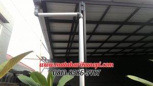 Hasil Pemasangan Kanopi Baja Ringan Atap Alderon Sunpanel Super Elegan Plus Cat Hitam di Kalimulya Depok
