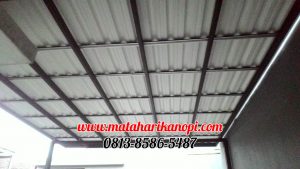 Hasil Pemasangan Kanopi Baja Ringan Atap Alderon Sunpanel Super Elegan Plus Cat Hitam di Kalimulya Depok
